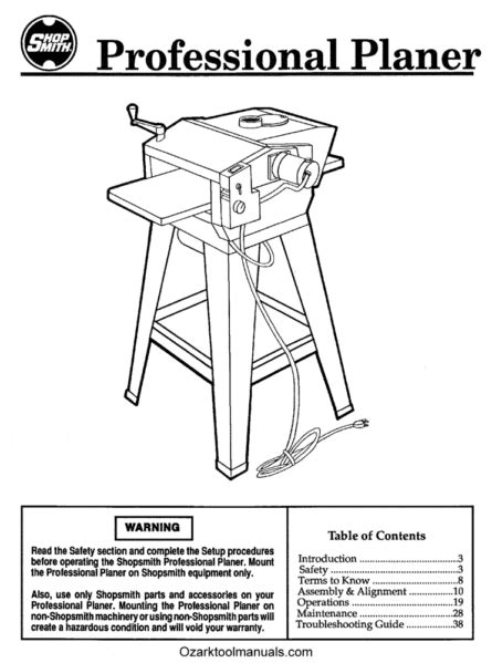 shopsmith planer manual pdf Kindle Editon