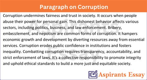 short and simple essay on corruption Doc