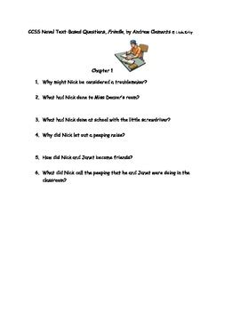 short answer text based questions for frindle PDF