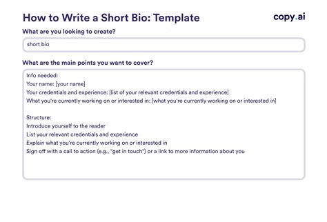 Short Bio Template Examples