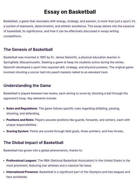 short essay on basketball Reader