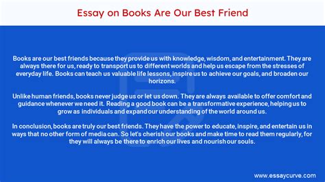 short essay on books my best friend PDF