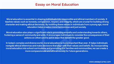 short essay on moral education PDF