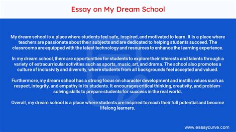 short essay on my dream school Reader