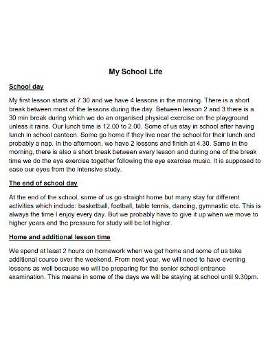 short essay on school life Reader