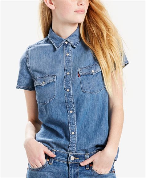 short sleeve denim shirt womens