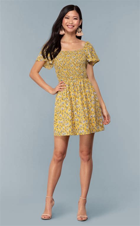 short yellow dress