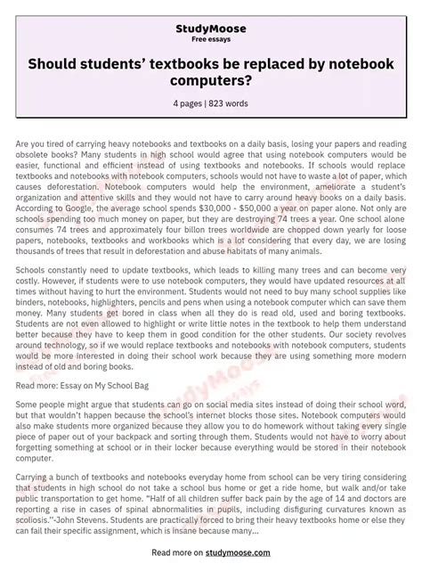 should students textbooks be replaced by notebook computers persuasive essay Doc