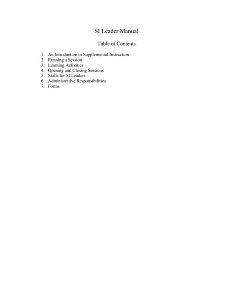 si leader training manual PDF