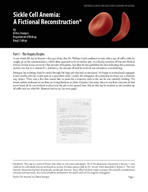 sickle cell anemia a fictional reconstruction answer Reader