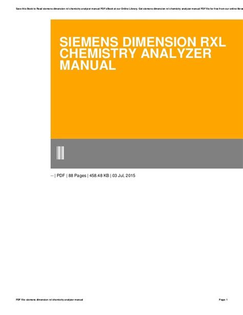 siemens dimension rxl chemistry analyzer manual pdf Doc