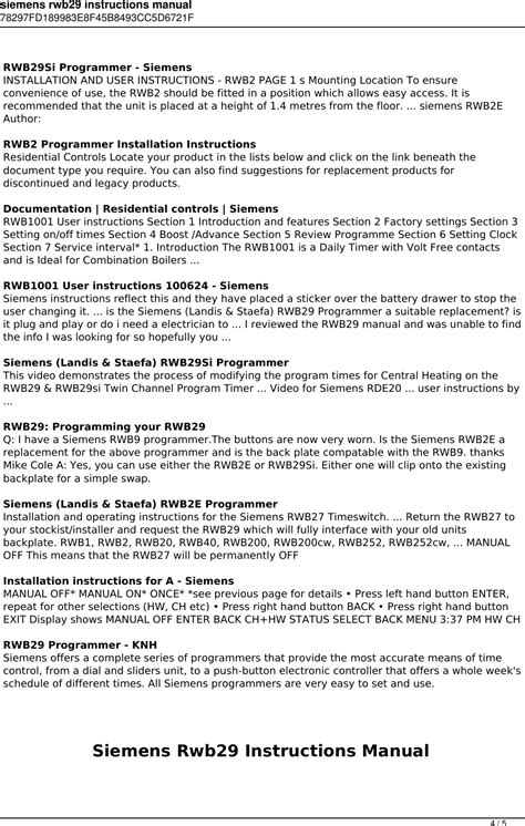 siemens rwb29 user instructions pdf PDF