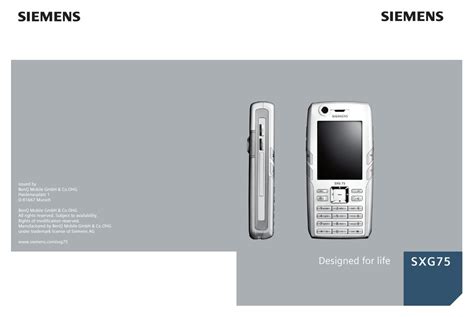 siemens sxg75 cell phones owners manual Kindle Editon