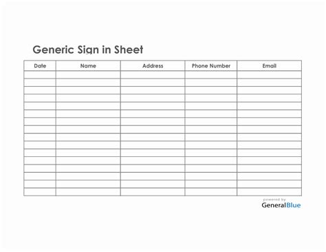 Sign In Sheet Template Excel