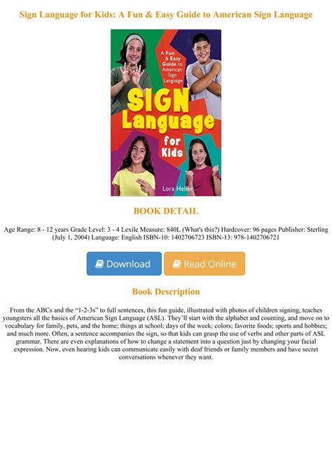 sign language for kids a fun and easy guide to american sign language Doc