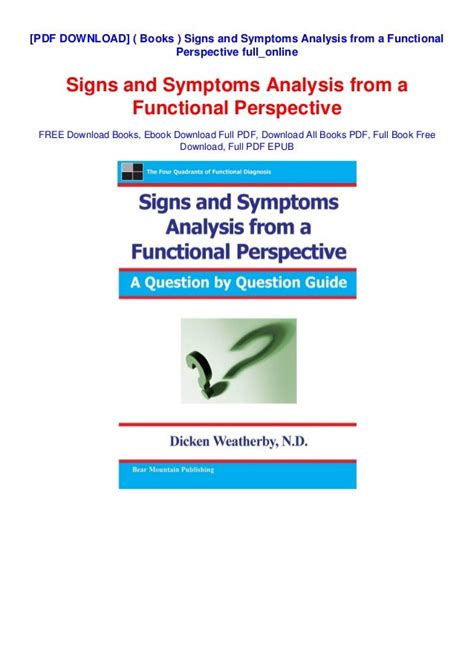 signs and symptoms analysis from a functional perspective Reader