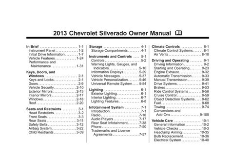 silverado owners manual 2013 Kindle Editon