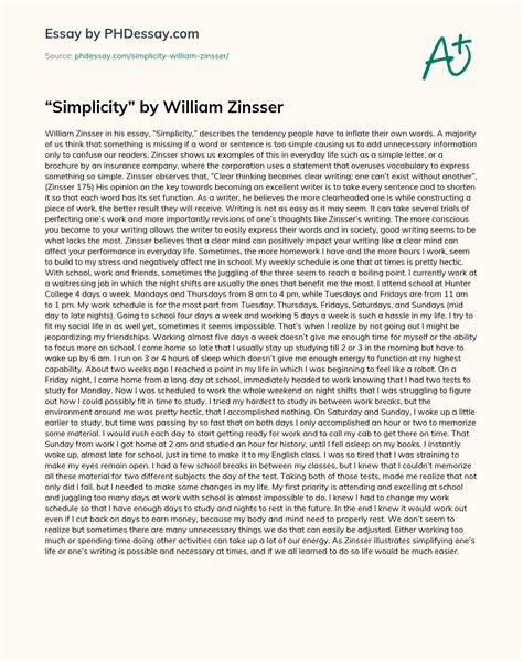 simplicity essay by zinsser Epub