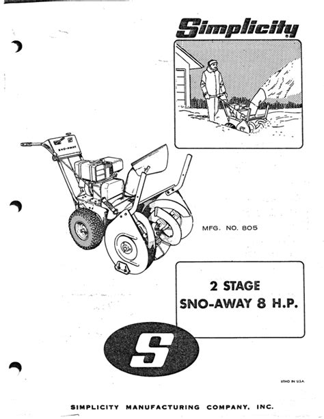 simplicity snow blower user manual PDF