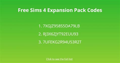 sims 4 expansion pack codes free