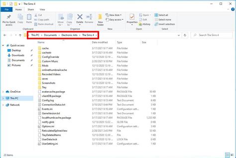 sims4 directory in documents content