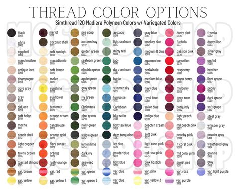 Simthread Color Chart
