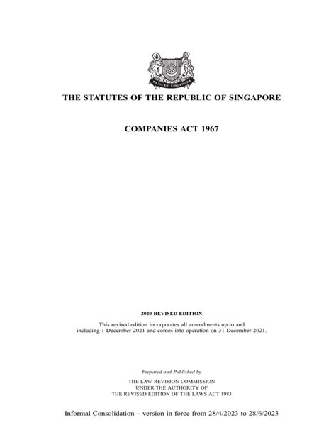 singapore companies act 1967 pdf Kindle Editon