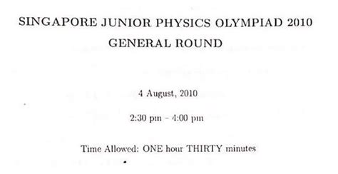 singapore junior physics olympiad past year papers