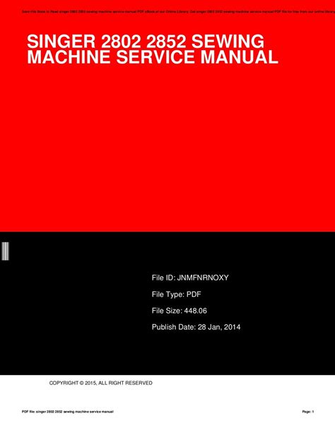 singer 2802 2852 sewing machine service manualwhy Ebook Kindle Editon