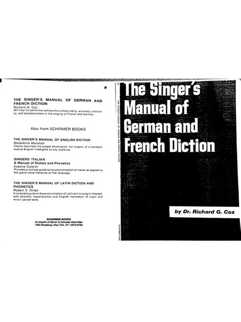 singers manual of german and french diction Epub