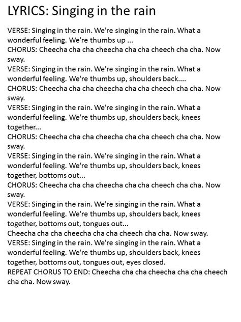 singing in the rain lyrics