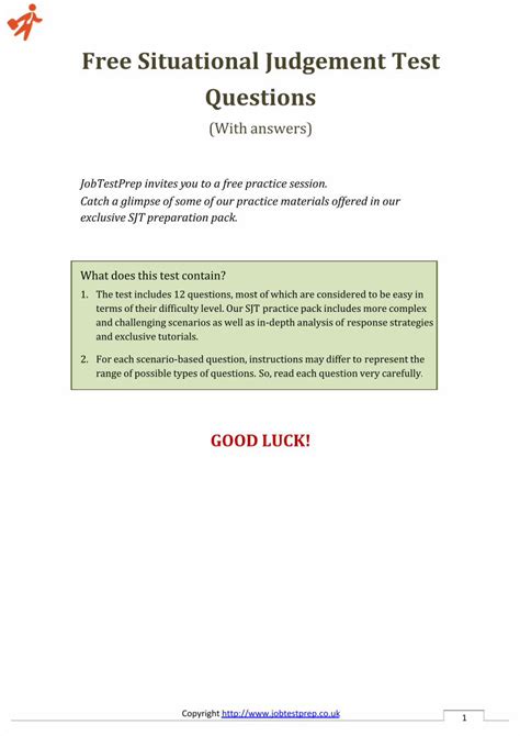 situational judgement test sample questions and answers Doc