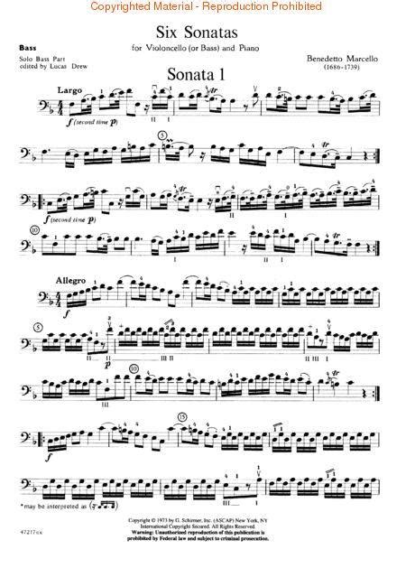 six sonatas for cello or double bass and piano Epub