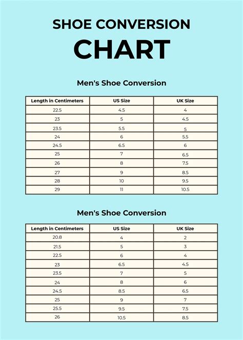 Size Conversion Chart Shoes