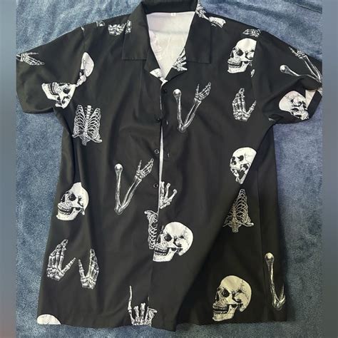 skeleton button up shirt