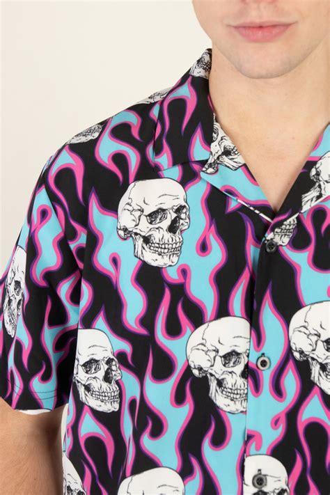 skull button up shirt