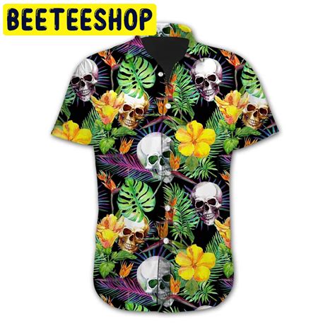 skull hawaiian shirt