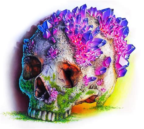 skull with crystals