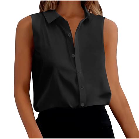 sleeveless button down shirt women