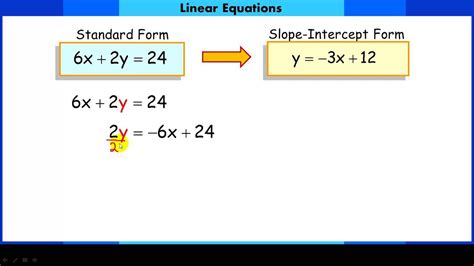 slope intercept form to standard form