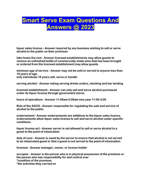 smart serve quiz answers PDF