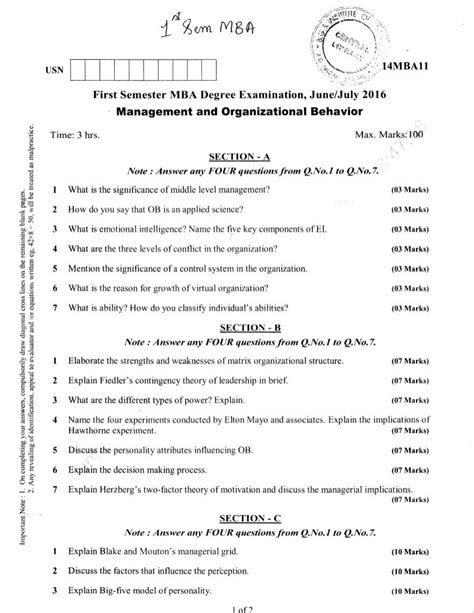 smu question papers mba 1st sem Epub