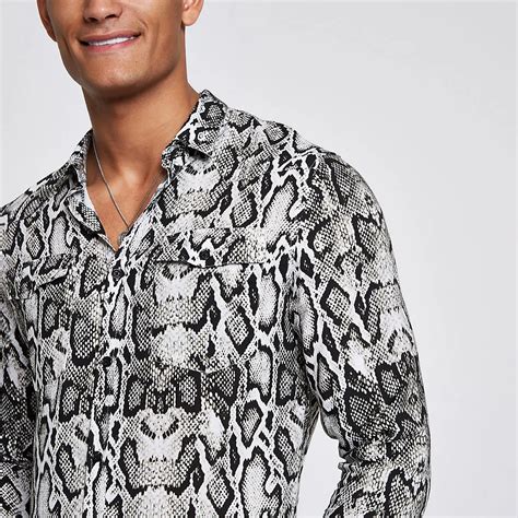 snake print mens shirt