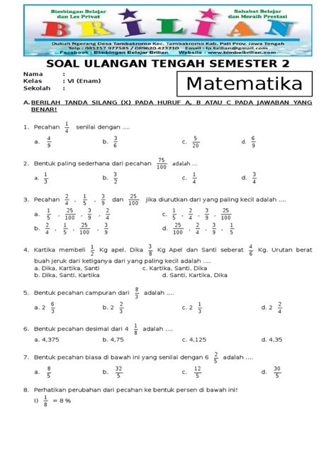 soal uts tema 6 kelas 6 semester 2