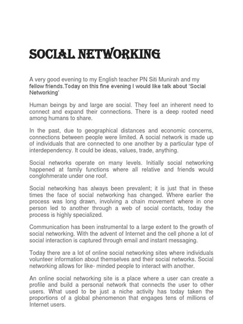 social networking essay thesis Epub