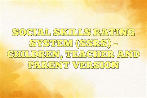 social skills rating system ssrs Ebook Epub