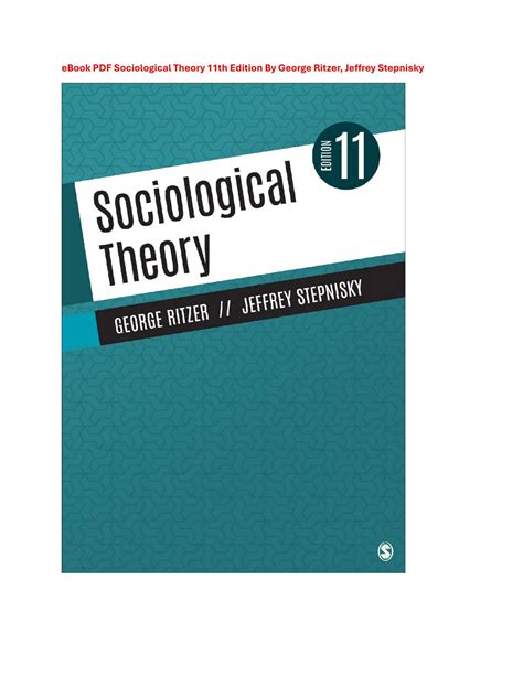 sociological theory pdf by george ritzer ebook Epub