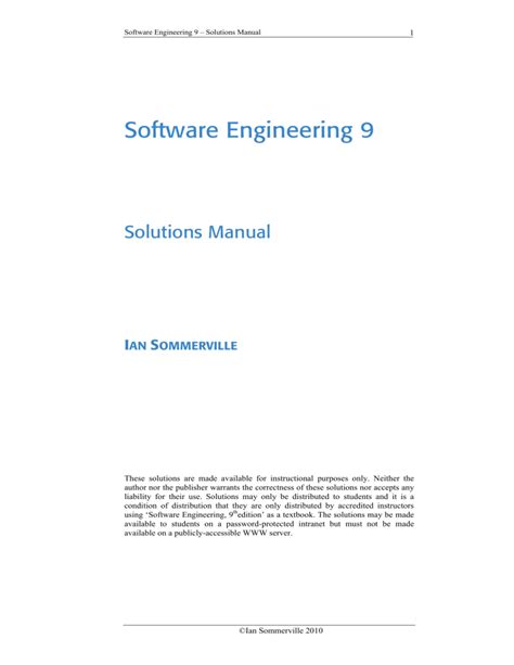 software engineering 9 sommerville solution manual pdf Kindle Editon