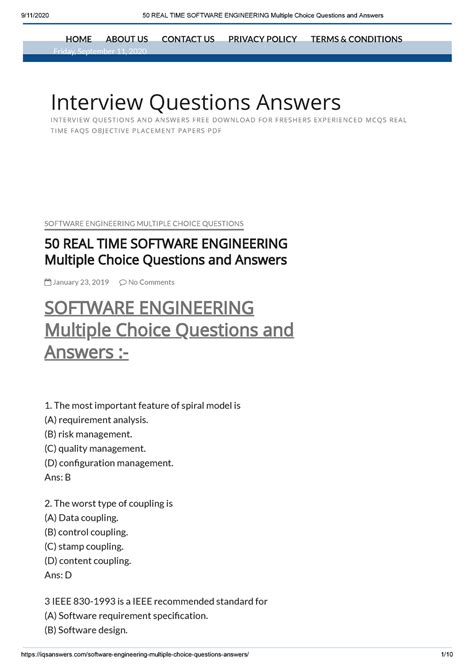 software engineering objective questions and answers PDF