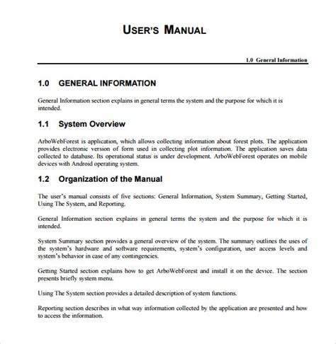 software manual writing format Doc